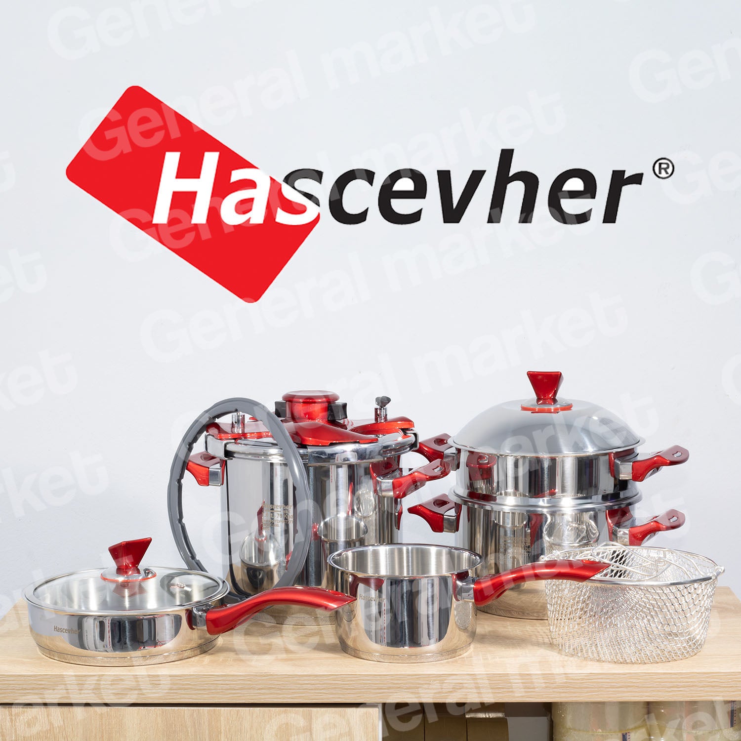 Ensemble Cocotte 10 Pcs 5-7L Pressure Cooker Hascevher Galaxy Practica